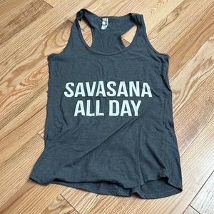 “Savasana All Day” Racerback Graphic Tank Size Small
